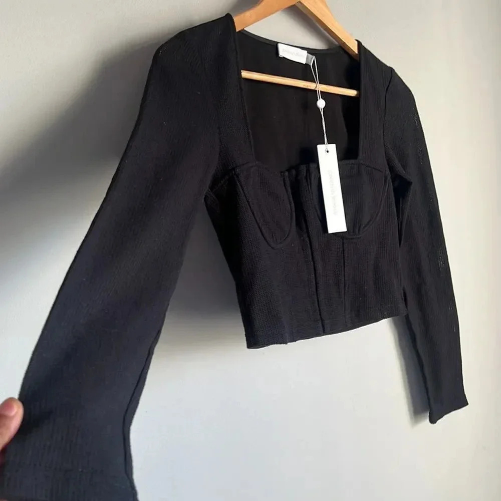 NEW JONATHAN SIMKHAI STANDARD Rib Knit Bustier Top - Picture 9 of 14
